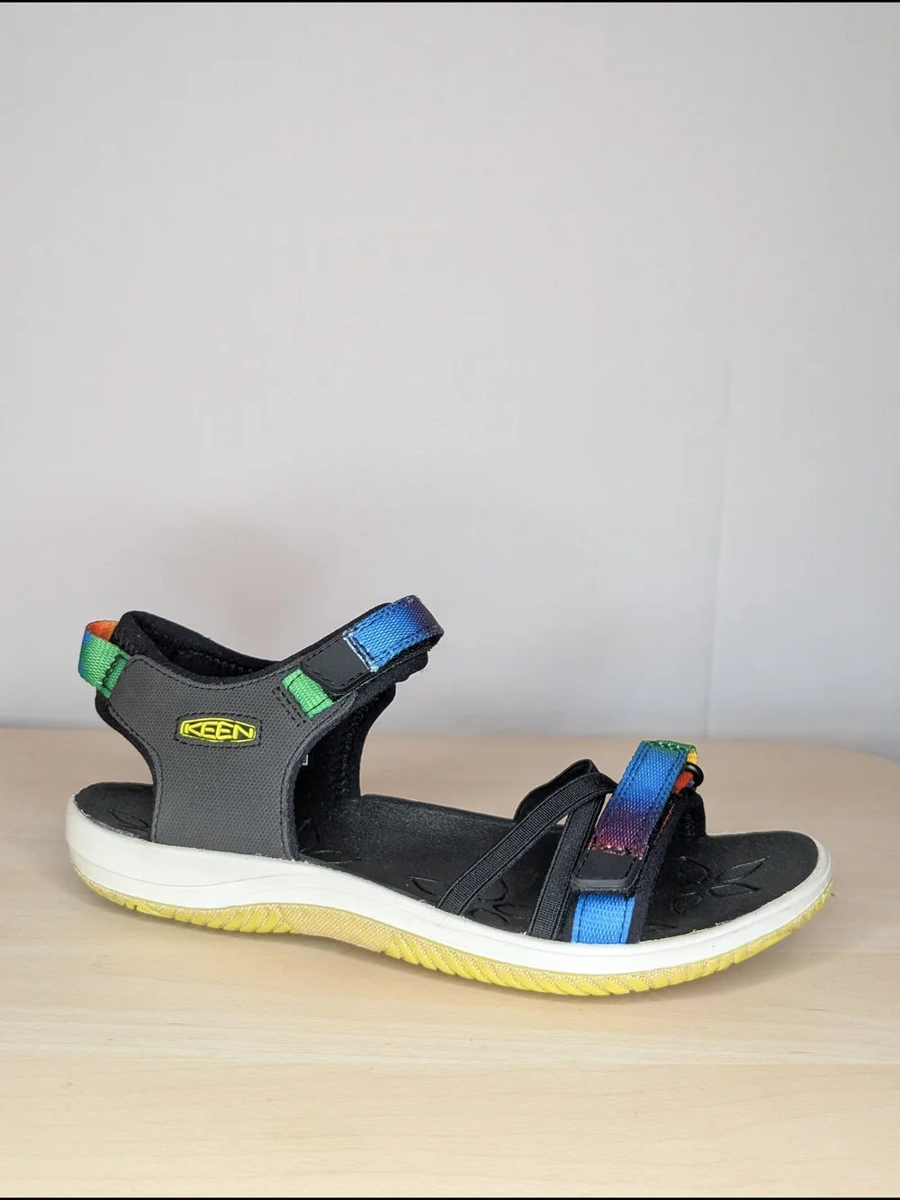 KEEN Kids' Multicolor Sport Sandal - Black with Rainbow Straps